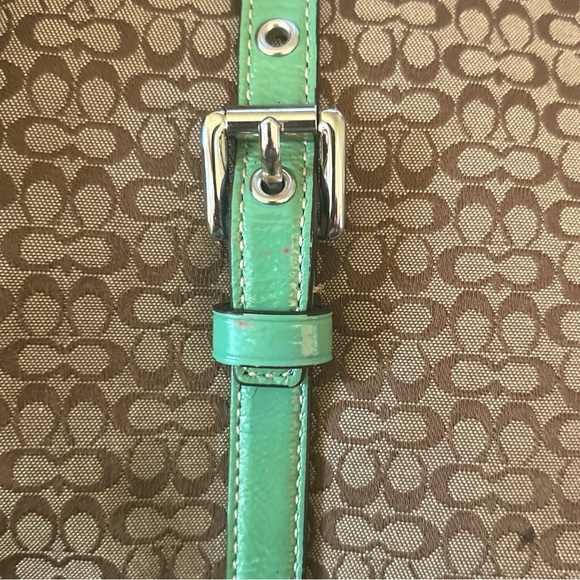 Coach Purse Tan Handbag Beige Blue Green Satchel D0849-F12344 Tote - Picture 11 of 16